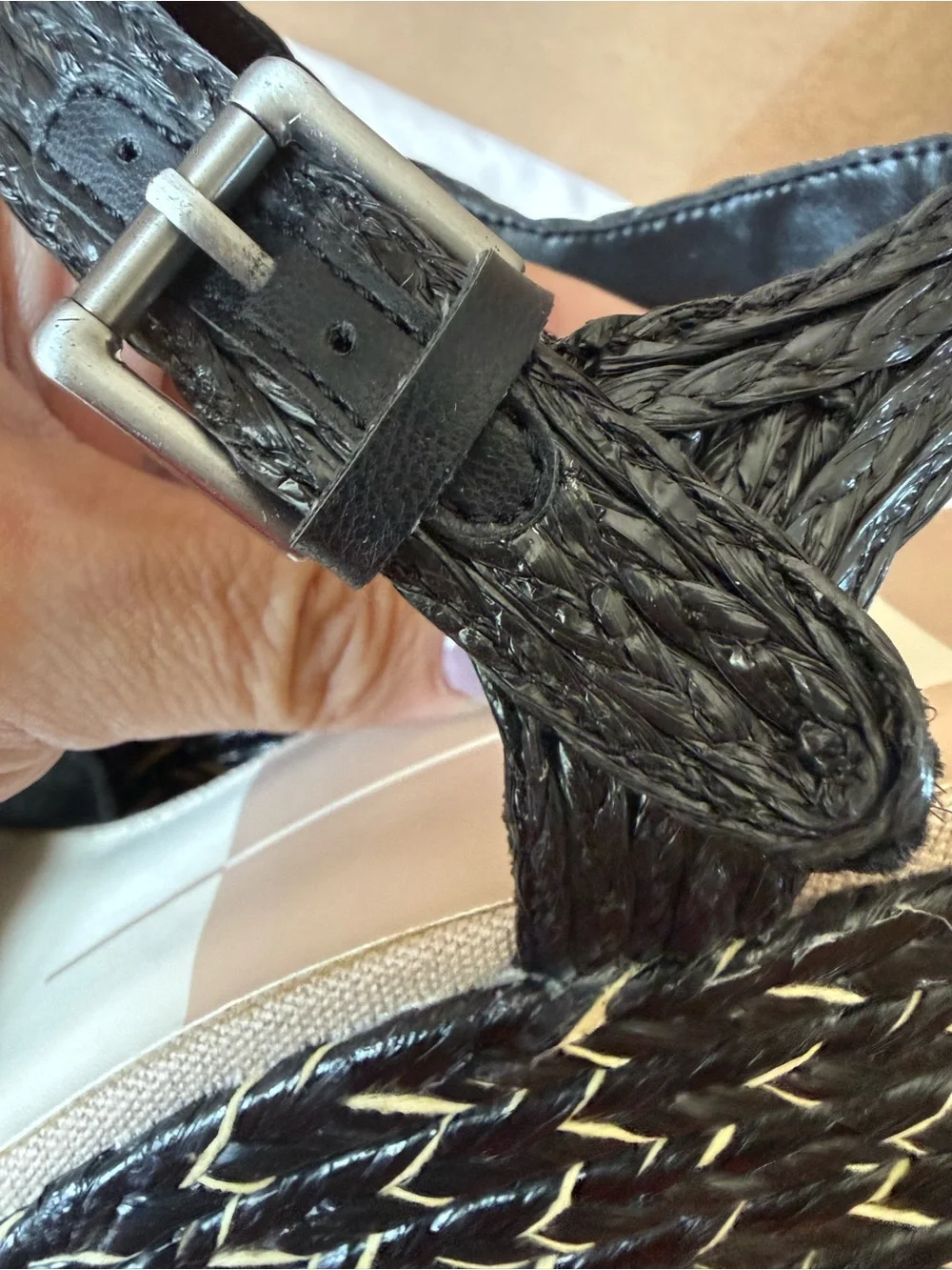 Dolce Vita Black Woven Platform Ankle-Strap Sandals